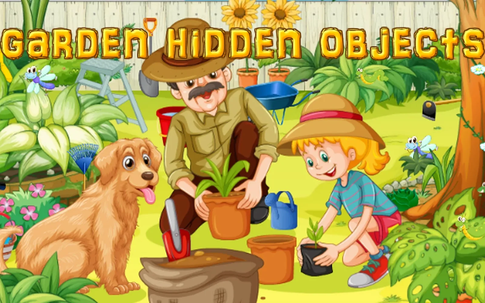 Garden Hidden Objects — a leafy garden scene to search