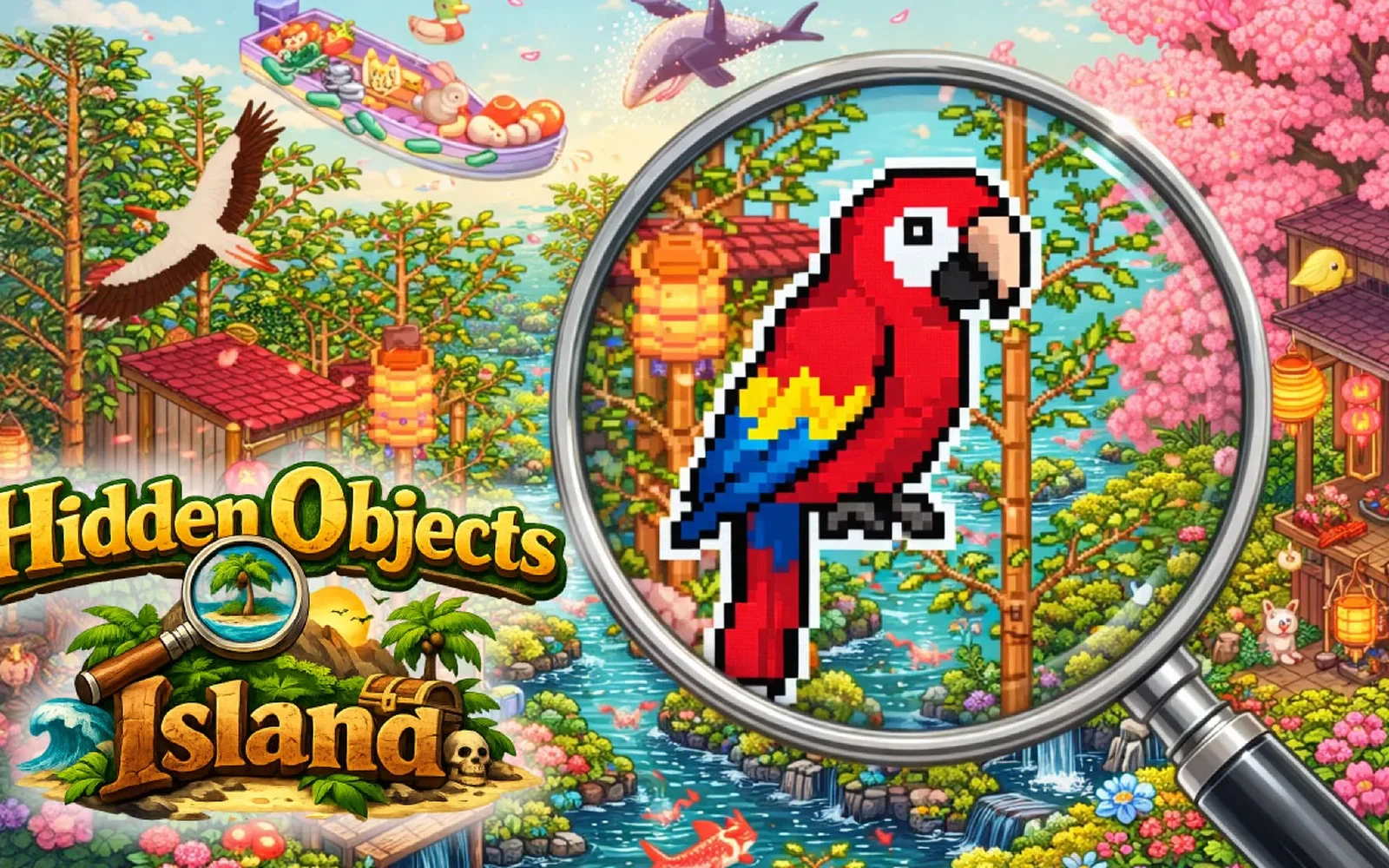 Pearl's Peril — a busy illustrated scene to search for hidden objects