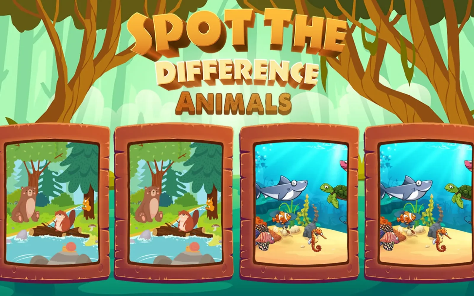 Spot the Difference Animals — two near-identical pictures to compare for differences