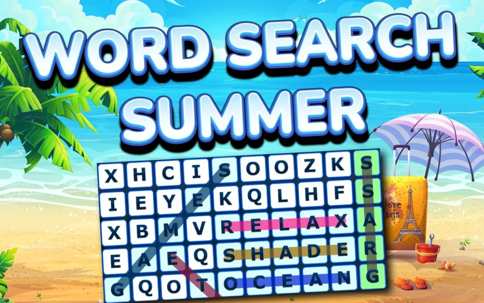 Word Search Summer — a grid of letters to search